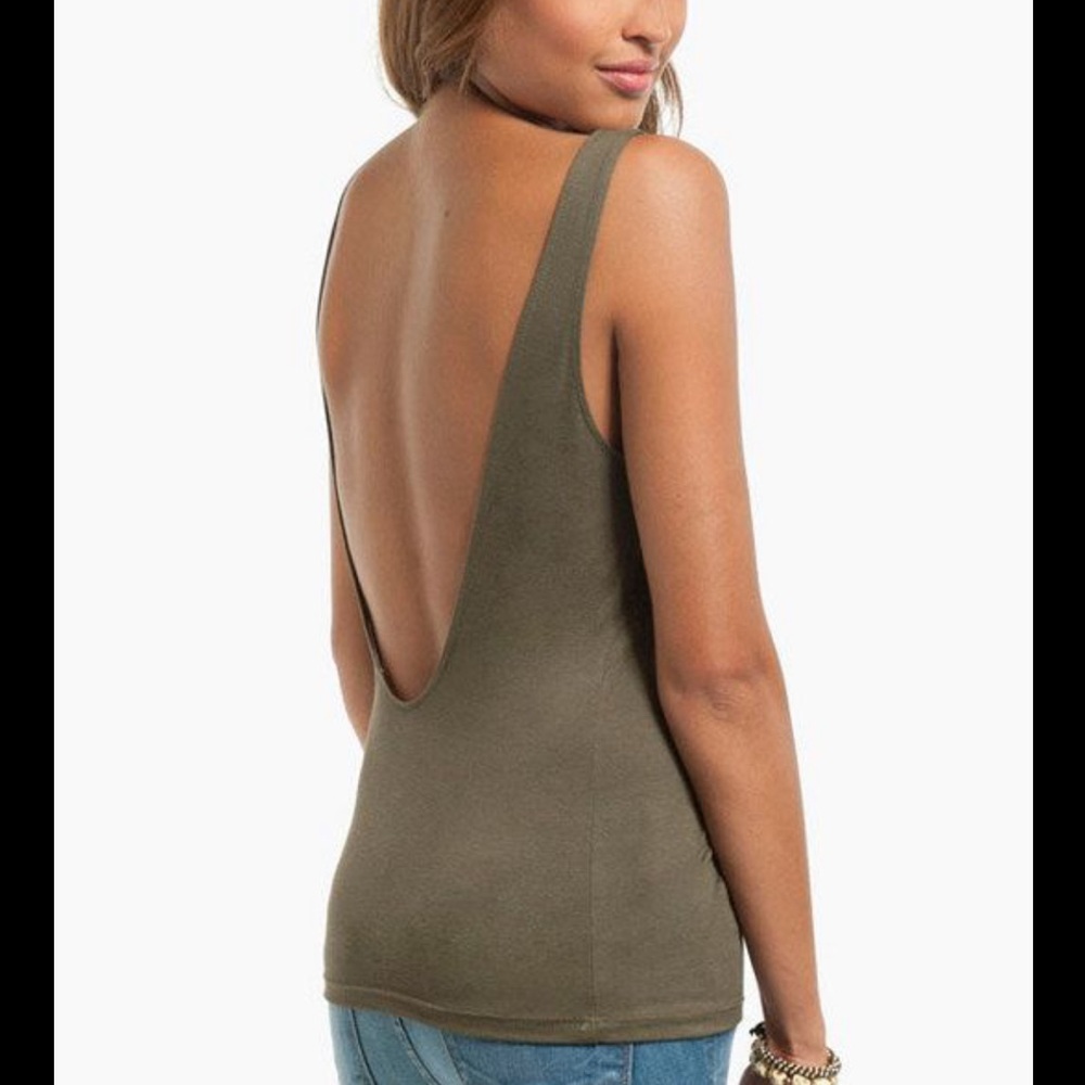 Scoop Back Tank in Olive sz S